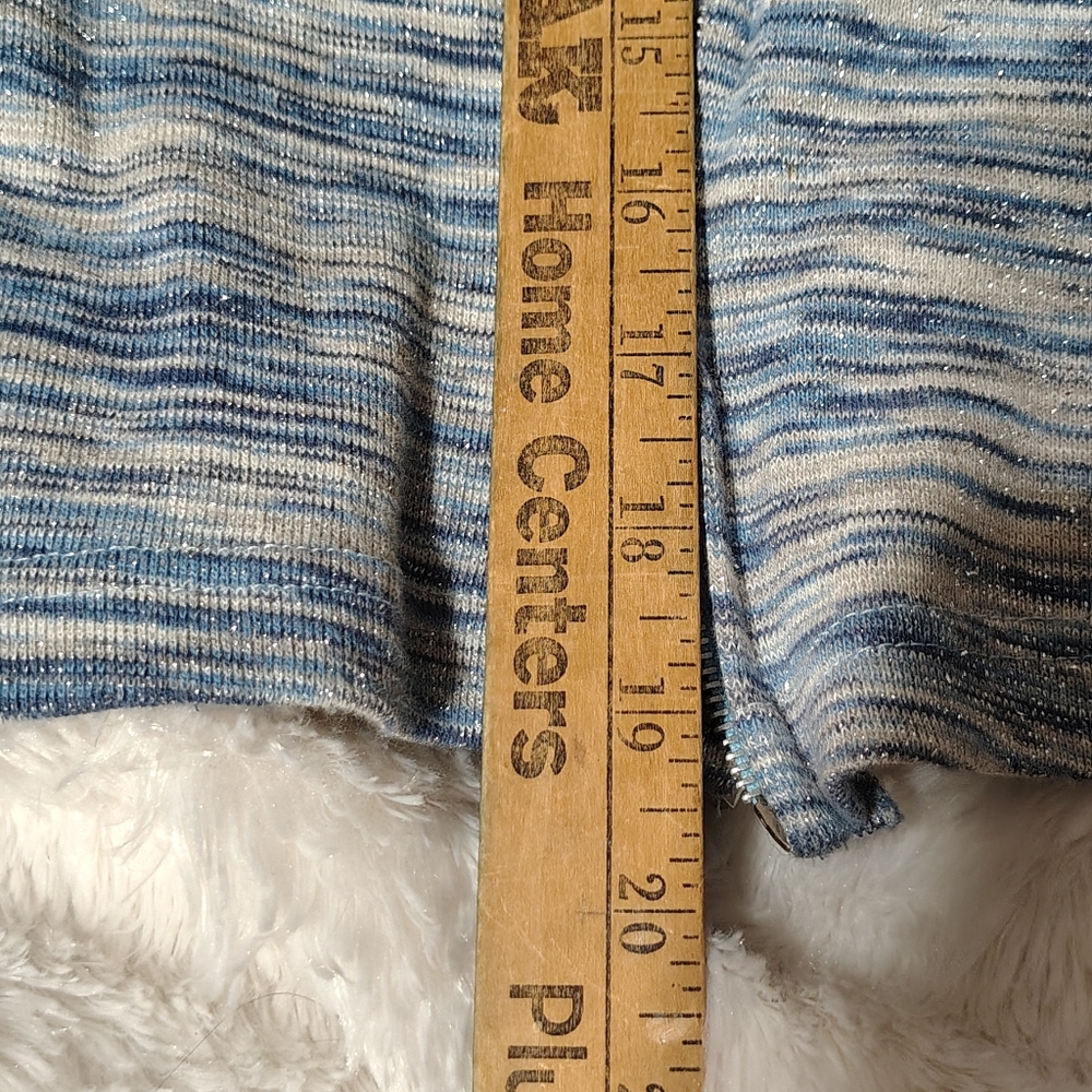 Vintage Y2K 90s Free People Blue Sparkle Striped Space Dye Zip-Up Hoodie/SZ XL - Picture 9 of 16